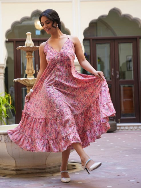 yash gallery womens polyester digital printed flared dress