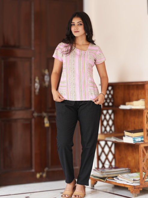 yash gallery womens rayon staple waist length over lap sleeve digital printed top