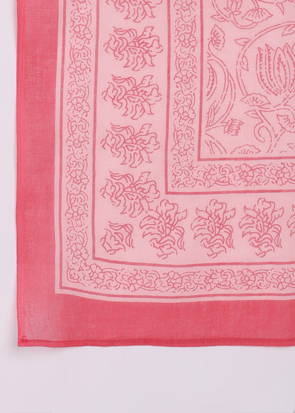 Yash Gallery Women’s Cambric Cotton Printed Straight Kurta with Pants & Dupatta Set (Pink)