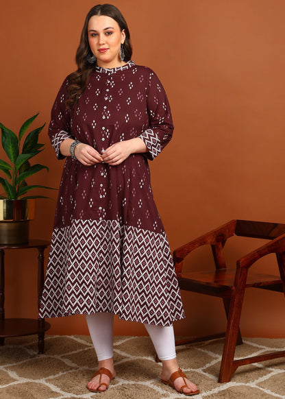 Cotton Ikat Printed A-line Kurta