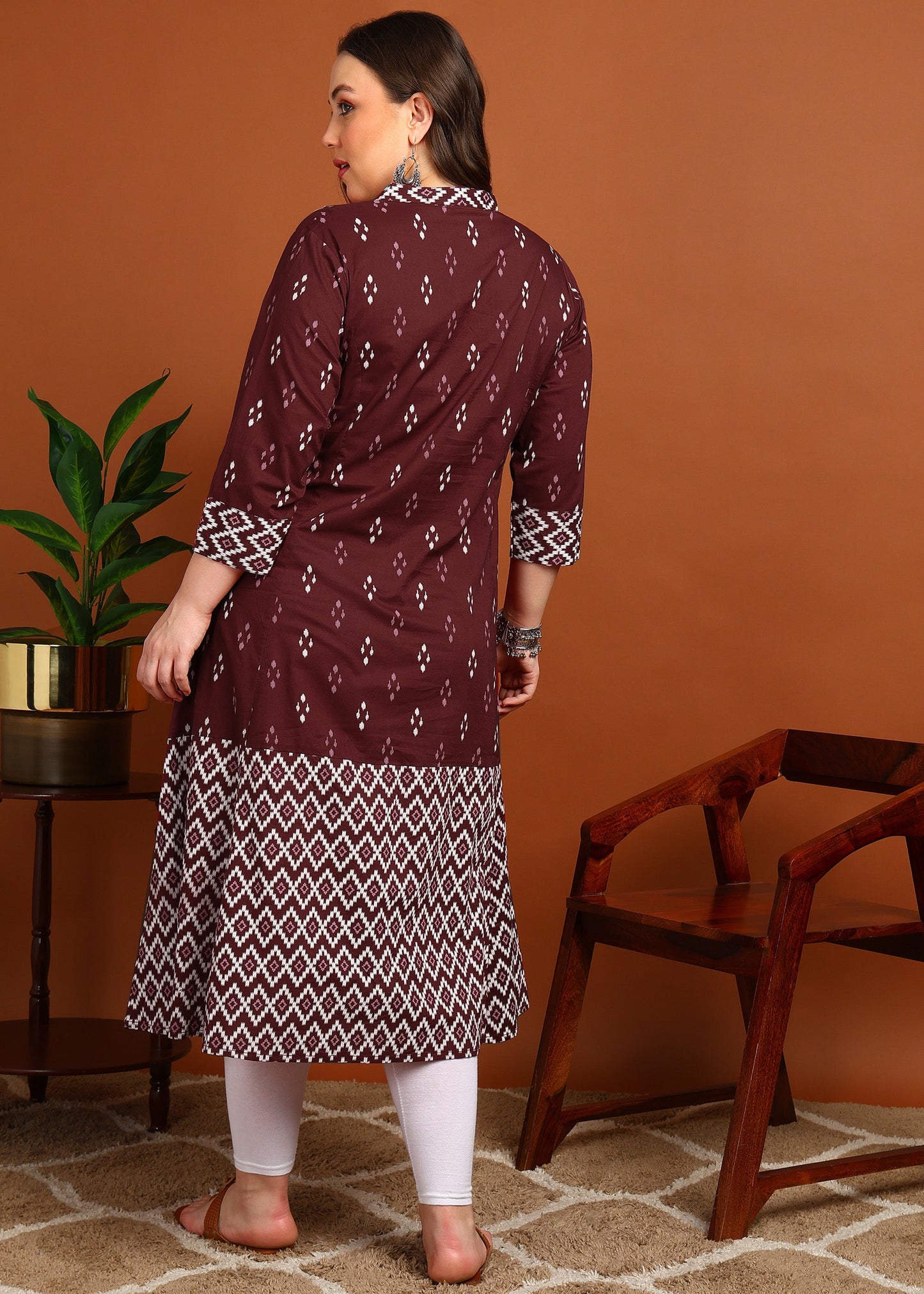 Cotton Ikat Printed A-line Kurta