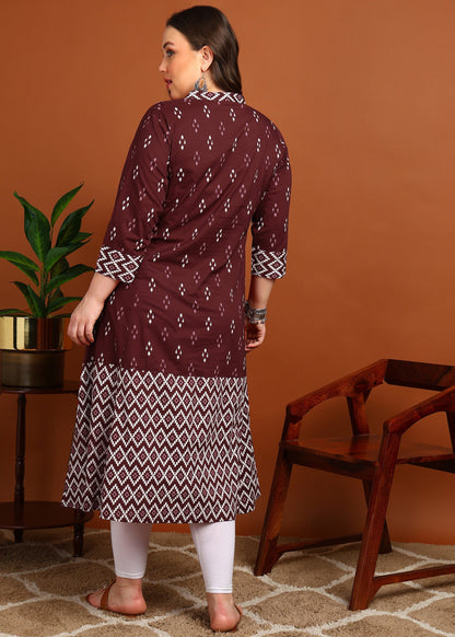 Cotton Ikat Printed A-line Kurta