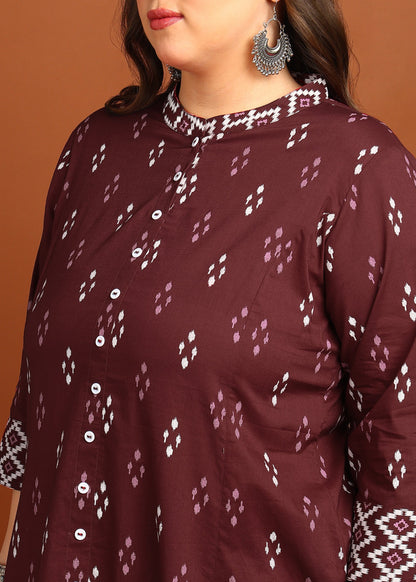 Cotton Ikat Printed A-line Kurta