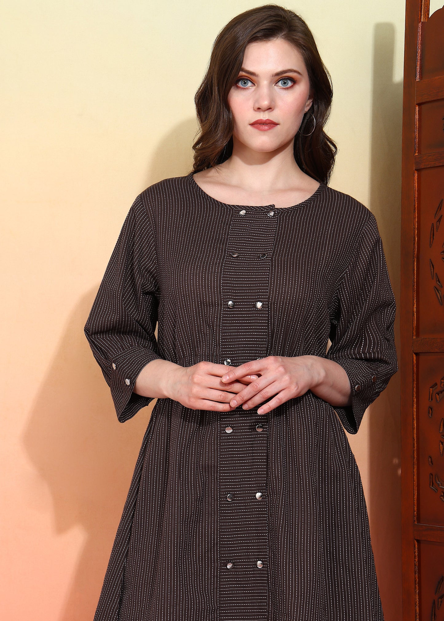 Kantha Cotton Stripes Printed Regular Tunic