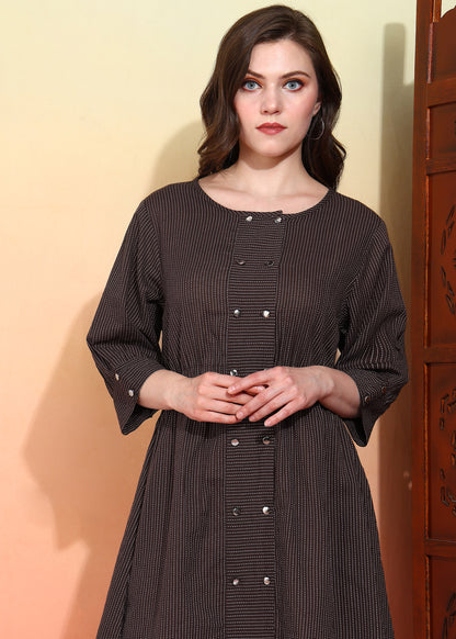 Kantha Cotton Stripes Printed Regular Tunic