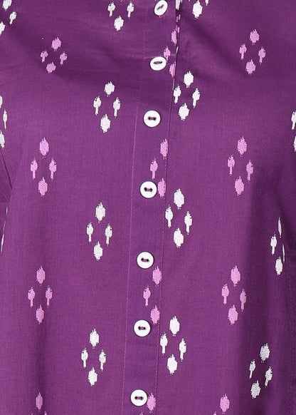 Cotton Ikat Printed A-line Kurta