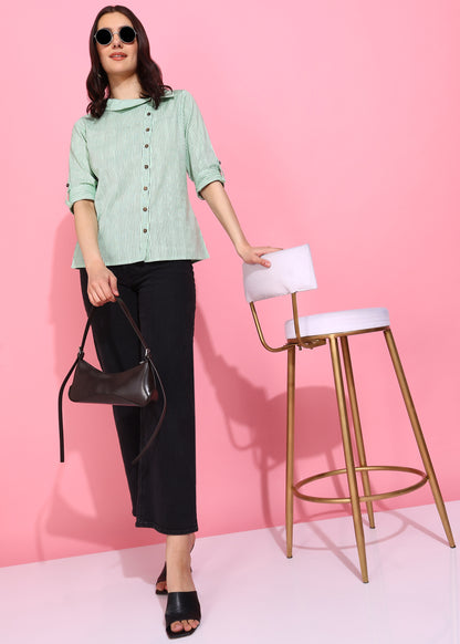 Casual Regular Sleeve Striped Top
