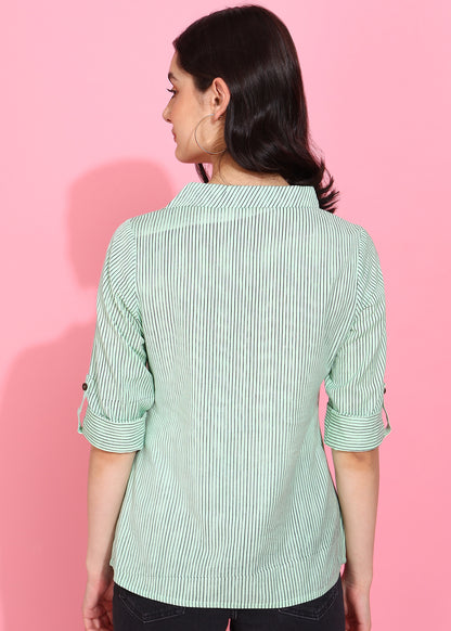 Casual Regular Sleeve Striped Top