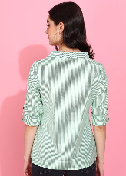 Casual Regular Sleeve Striped Top