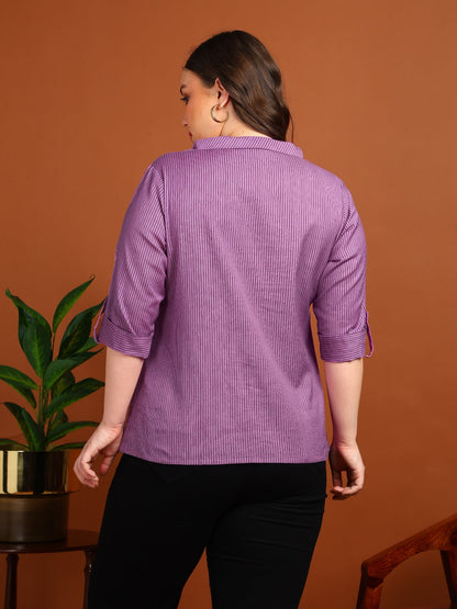 Casual Regular Sleeve Striped Top