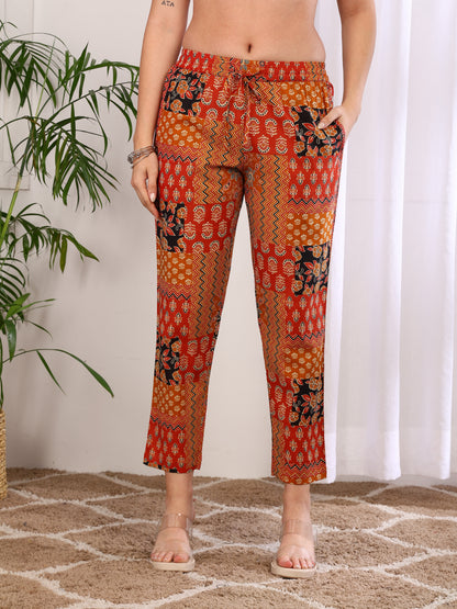 Yash Gallery Women’s Cambric Cotton Printed A-Line Kurta with Pant Set