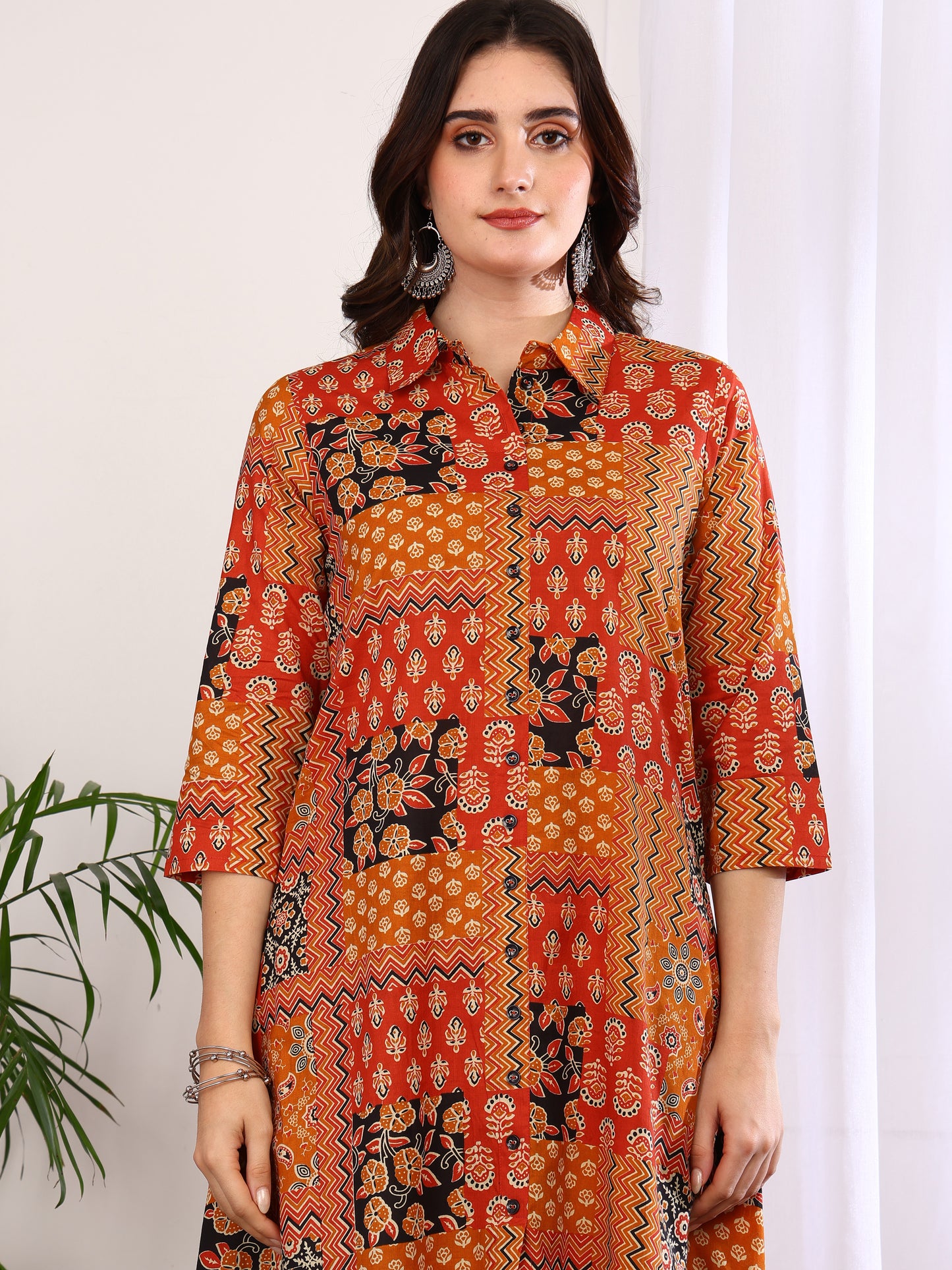 Yash Gallery Women’s Cambric Cotton Printed A-Line Kurta with Pant Set