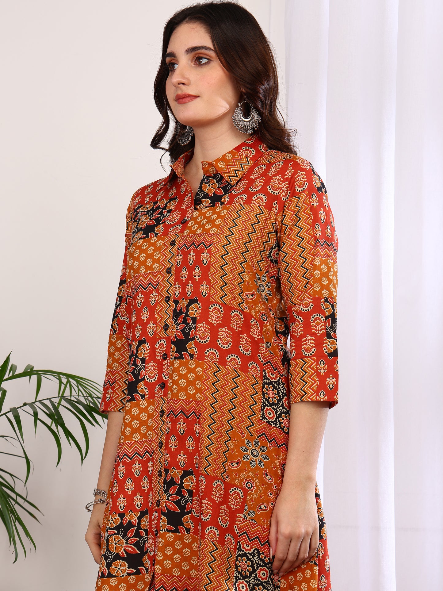 Yash Gallery Women’s Cambric Cotton Printed A-Line Kurta with Pant Set