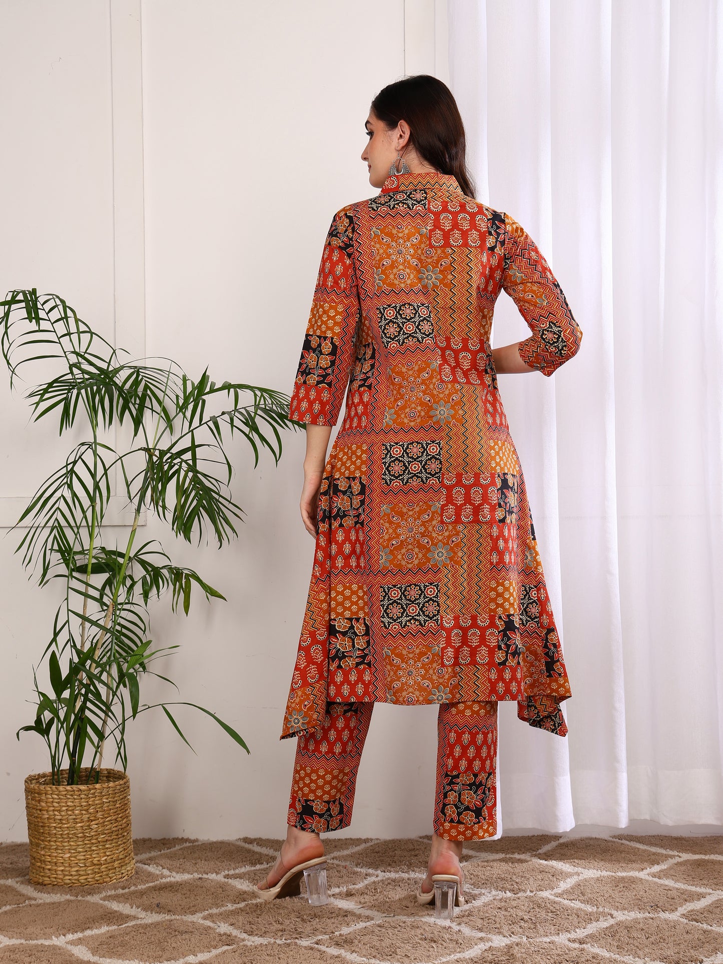 Yash Gallery Women’s Cambric Cotton Printed A-Line Kurta with Pant Set