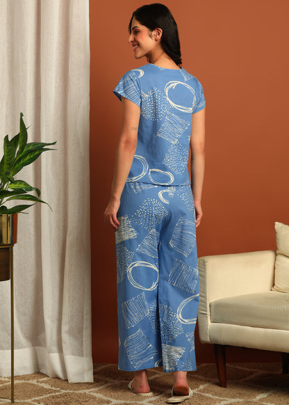 Yash Gallery Women's Cotton Cambric Printed Night Suit Set – Half Sleeve Top & Pajama