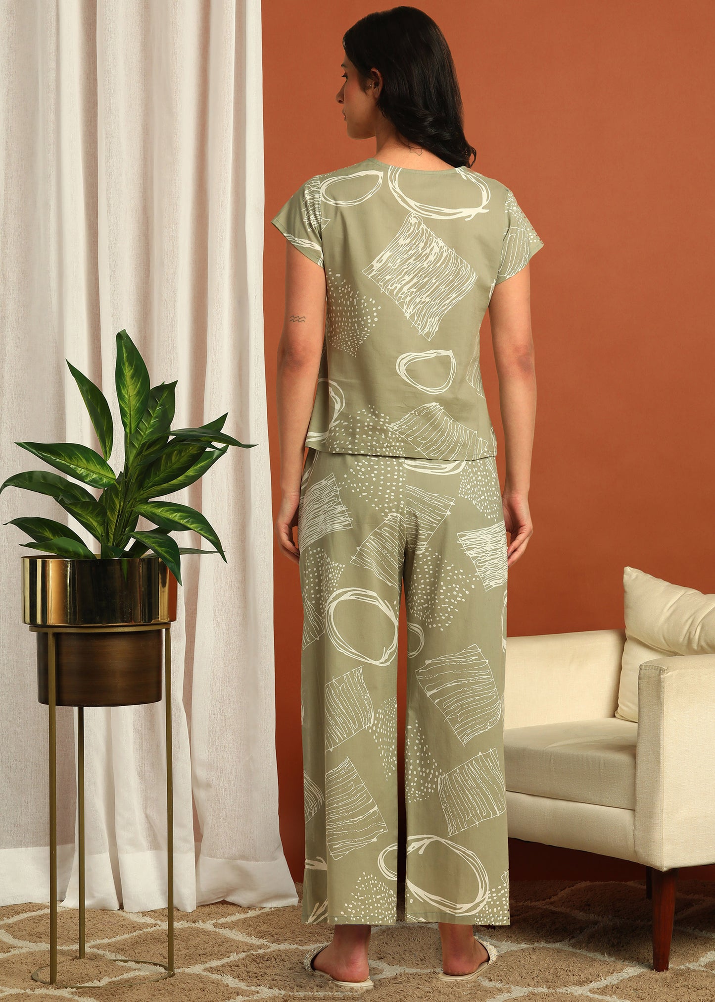 Yash Gallery Women's Cotton Cambric Printed Night Suit Set – Half Sleeve Top & Pajama | Loungewear & Sleepwear Set