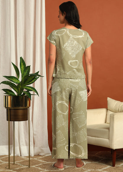 Yash Gallery Women's Cotton Cambric Printed Night Suit Set – Half Sleeve Top & Pajama | Loungewear & Sleepwear Set
