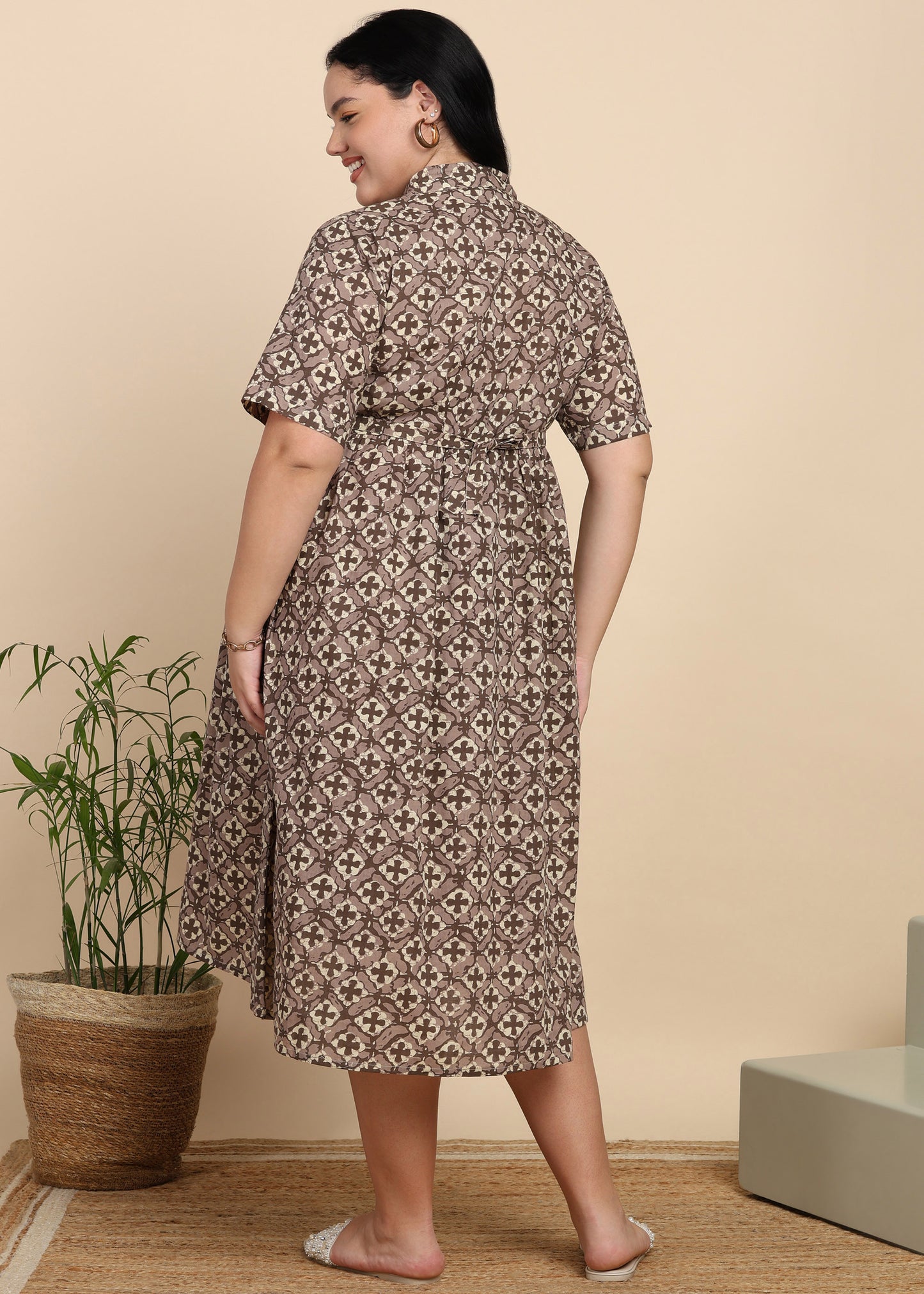 Yash Gallery Women Maternity Cotton Cambric Midi Dress