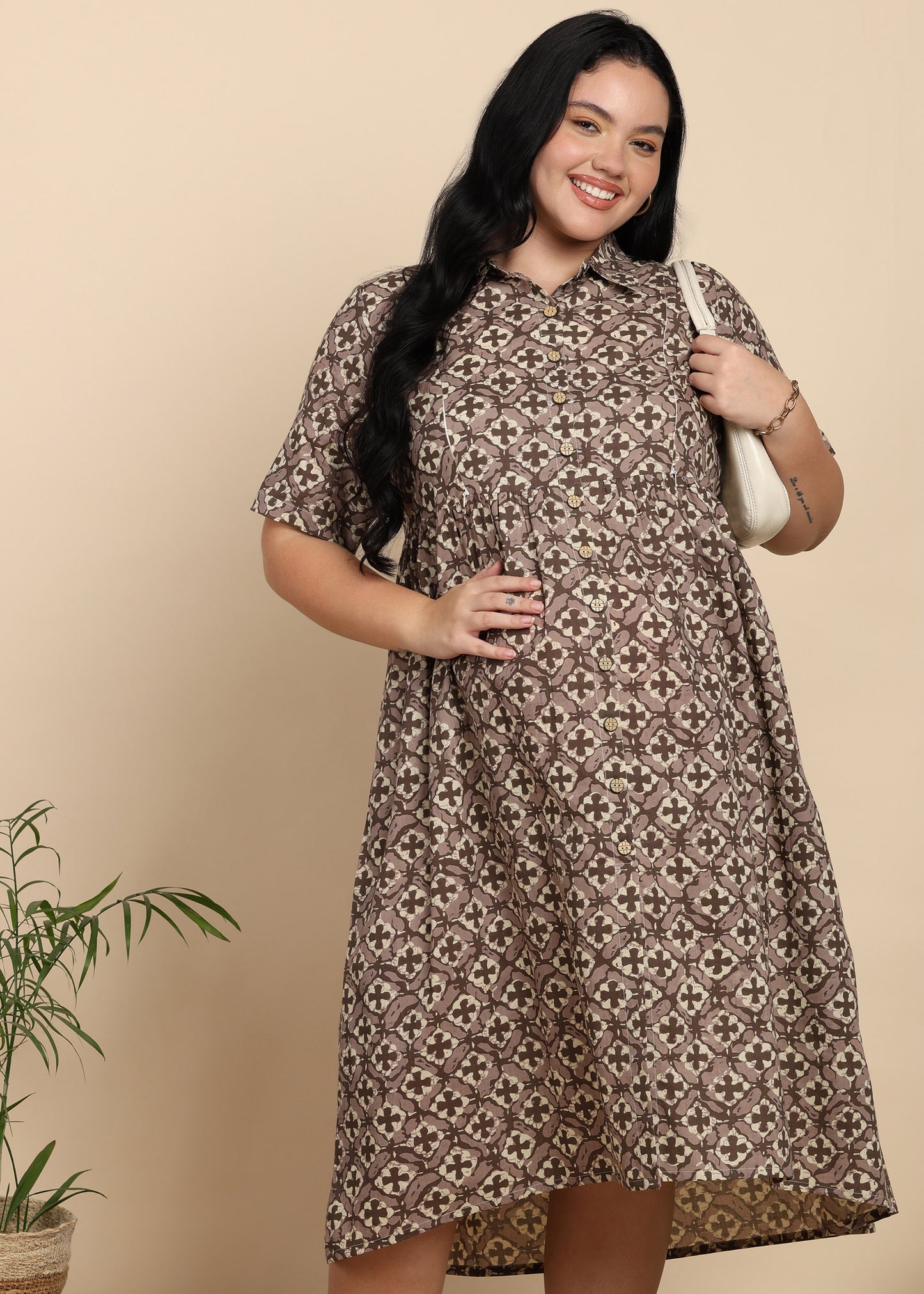 Yash Gallery Women Maternity Cotton Cambric Midi Dress