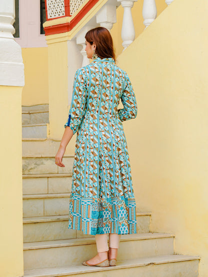 Yash Gallery Women's Printed Viscose Rayon Anarkali Kurta (Green)