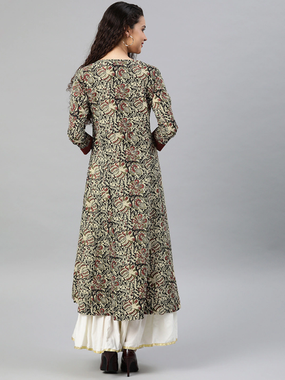 YASH GALLERY Women's Cotton Kalamkari Print Anarkali Kurta