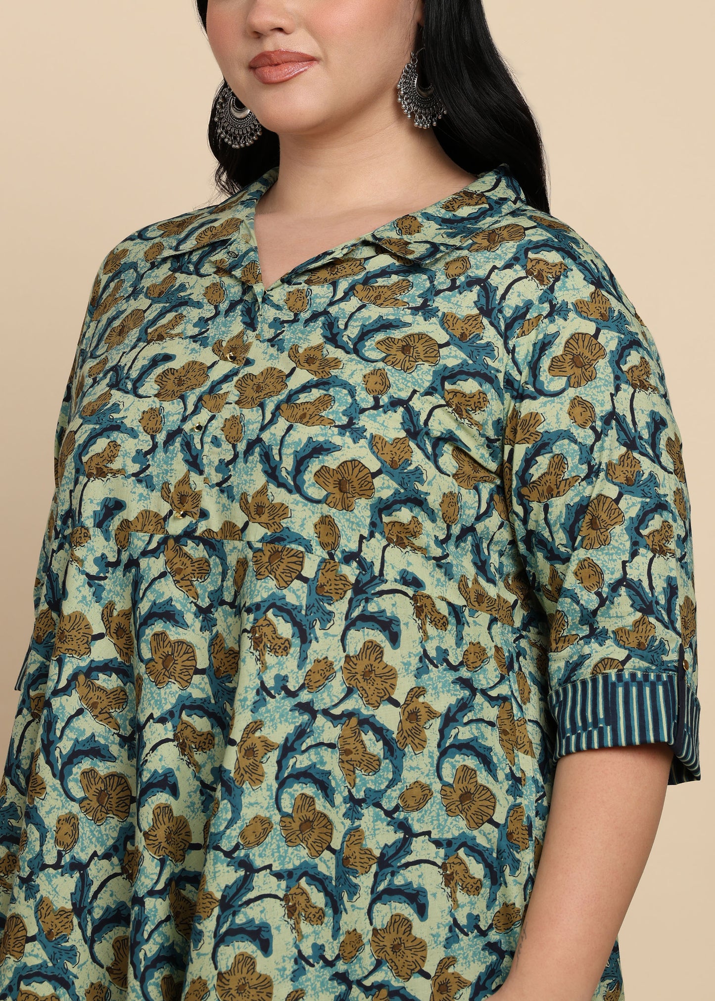 Yash Gallery Women's  Printed  Cotton Floral Anarkali Kurta