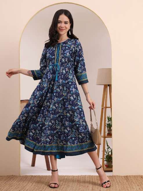 Yash Gallery Women's Rayon Relaxed Fit Anarkali 's Floral Printed Kurta