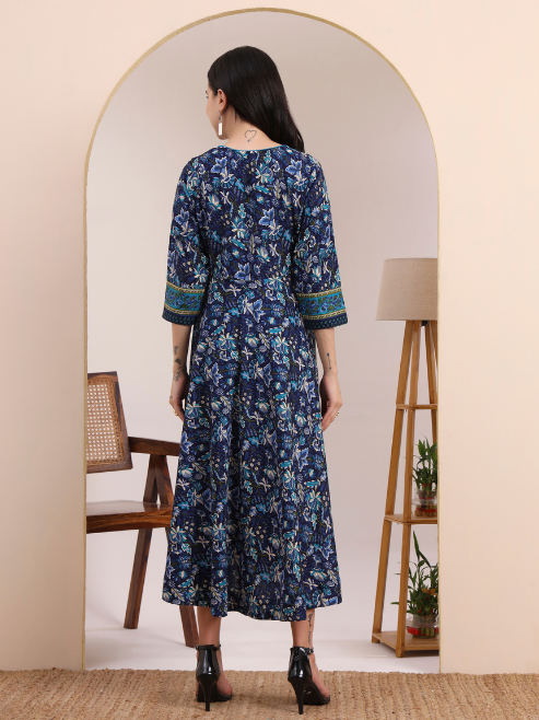 Yash Gallery Women's Rayon Relaxed Fit Anarkali 's Floral Printed Kurta