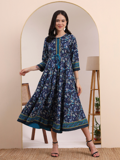 Yash Gallery Women's Rayon Relaxed Fit Anarkali 's Floral Printed Kurta