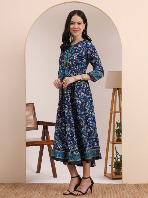 Yash Gallery Women's Rayon Relaxed Fit Anarkali 's Floral Printed Kurta