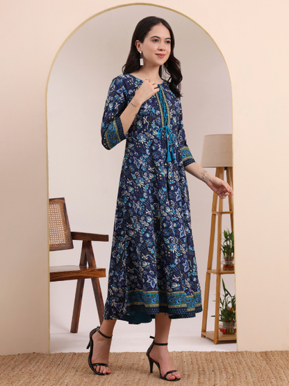 Yash Gallery Women's Rayon Relaxed Fit Anarkali 's Floral Printed Kurta