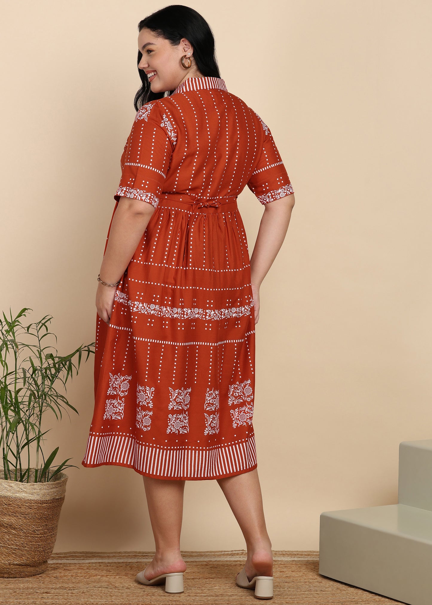 Yash Gallery Women Maternity Cotton Cambric Midi Dress