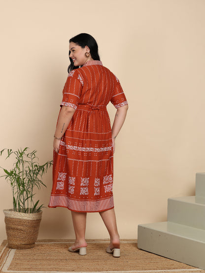 Yash Gallery Women Maternity Cotton Cambric Midi Dress