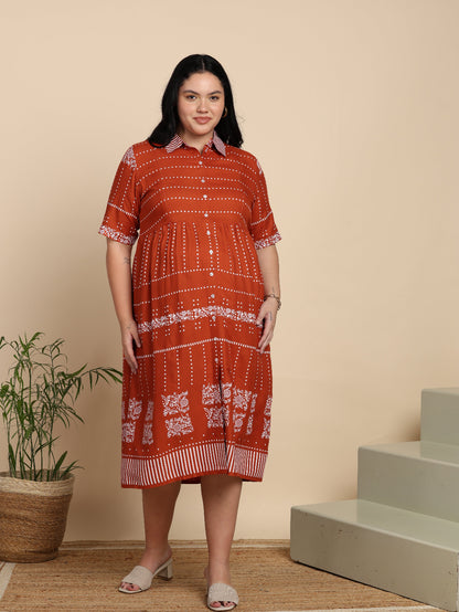 Yash Gallery Women Maternity Cotton Cambric Midi Dress