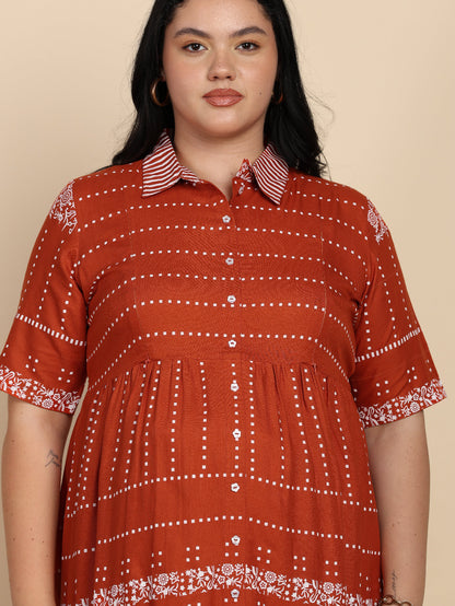 Yash Gallery Women Maternity Cotton Cambric Midi Dress