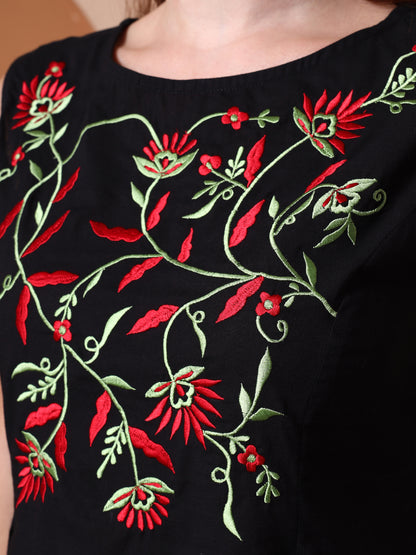 Yash Gallery Women’s Cambric Cotton Embroidered Sleeveless Top