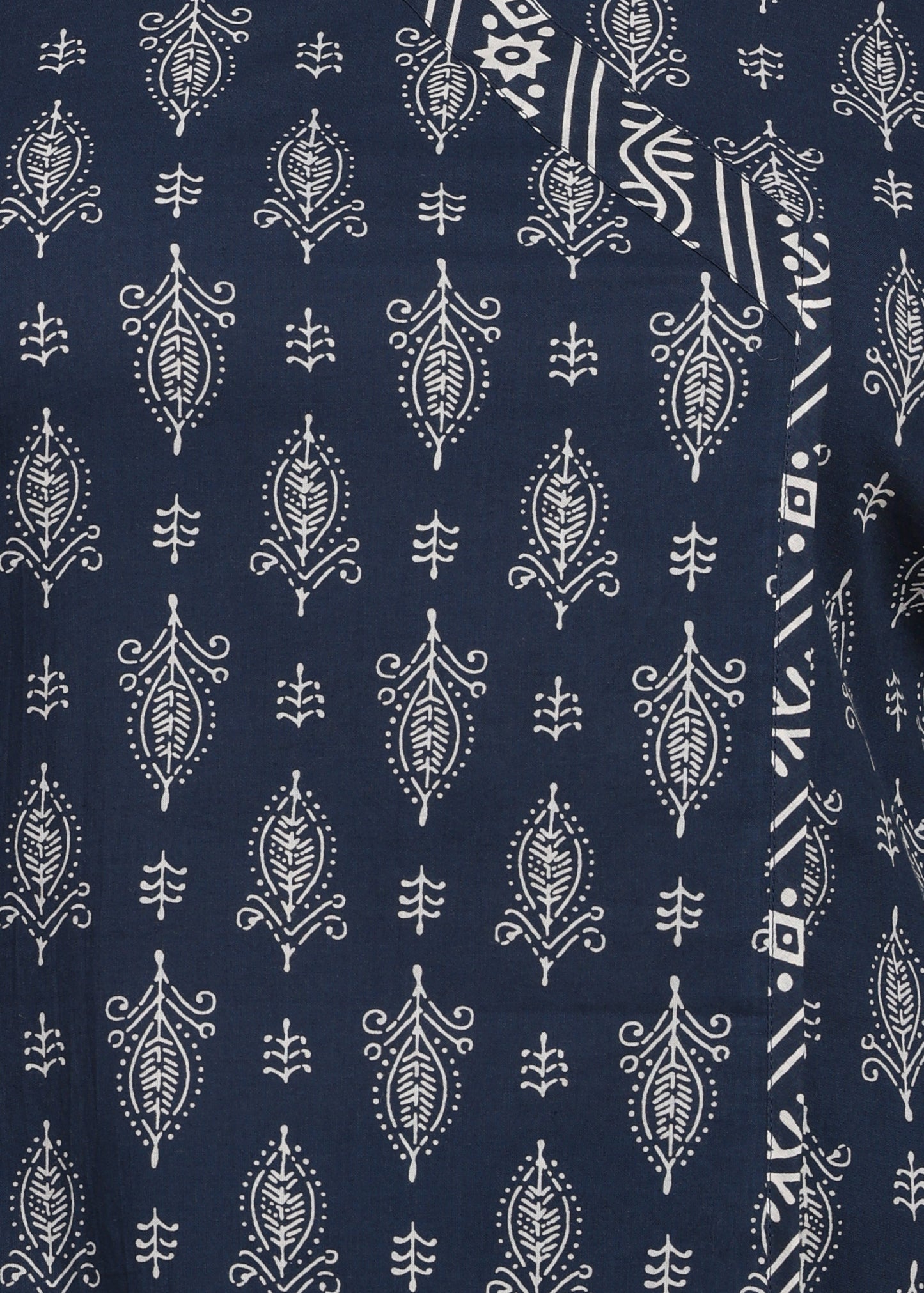 Yash Gallery Women’s Plus Size Blue Cambric Cotton Printed Straight Short Kurti