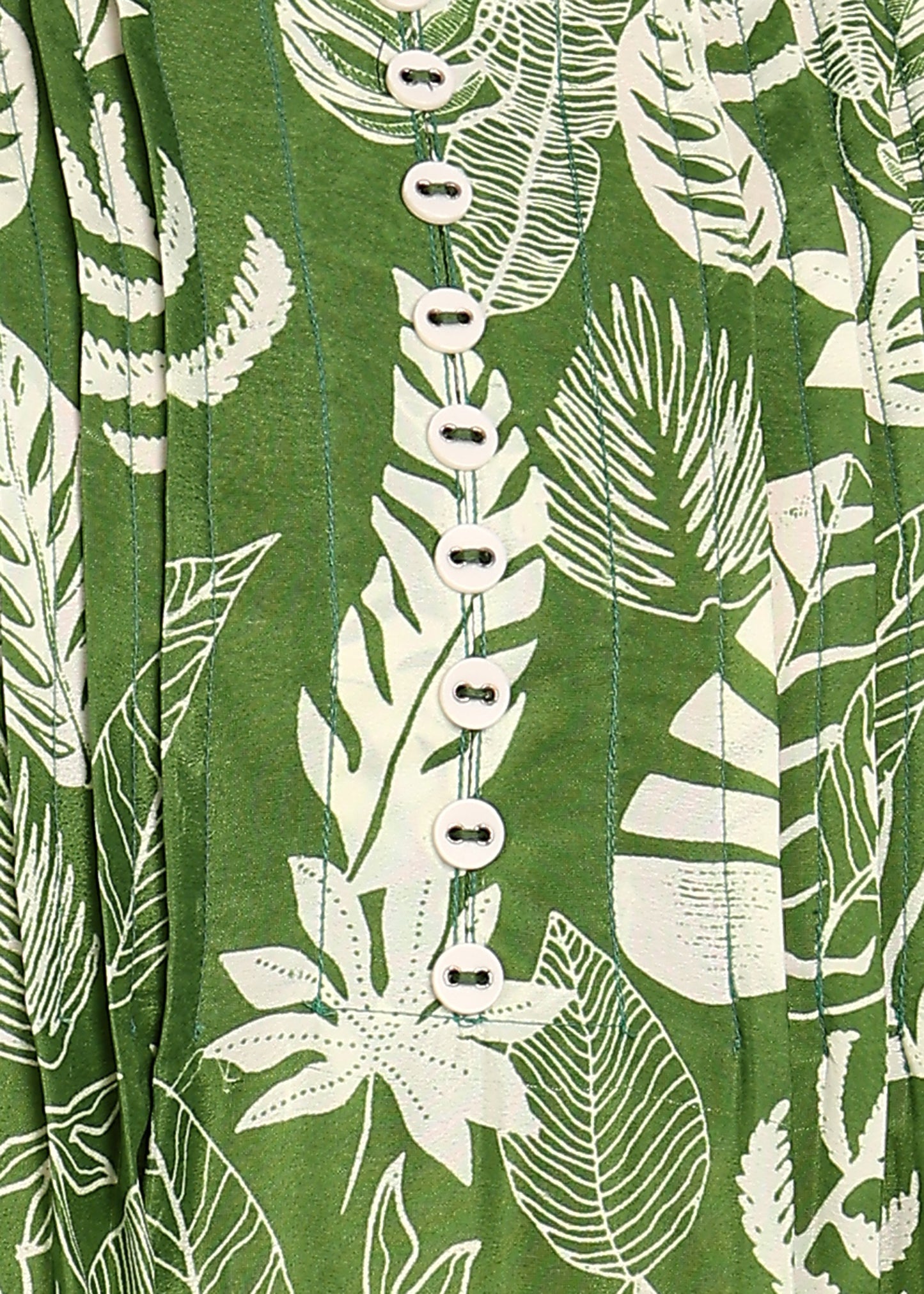 Yash Gallery Women’s Green Leaf Print Microfiber Tunic with Pintuck Detailing & 3/4th Sleeves (GREEN)