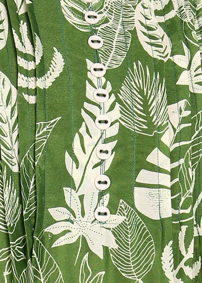 Yash Gallery Women’s Green Leaf Print Microfiber Tunic with Pintuck Detailing & 3/4th Sleeves (GREEN)
