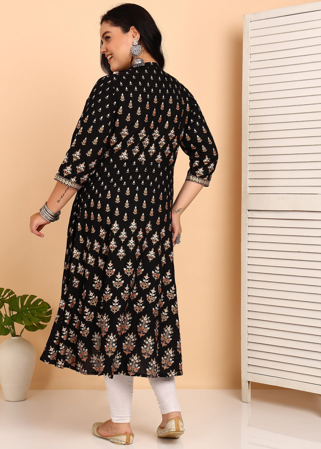 YASH GALLERY Women's Plus Size Rayon Floral Printed Anarkali Kurta