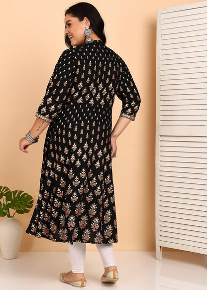 YASH GALLERY Women's Plus Size Rayon Floral Printed Anarkali Kurta