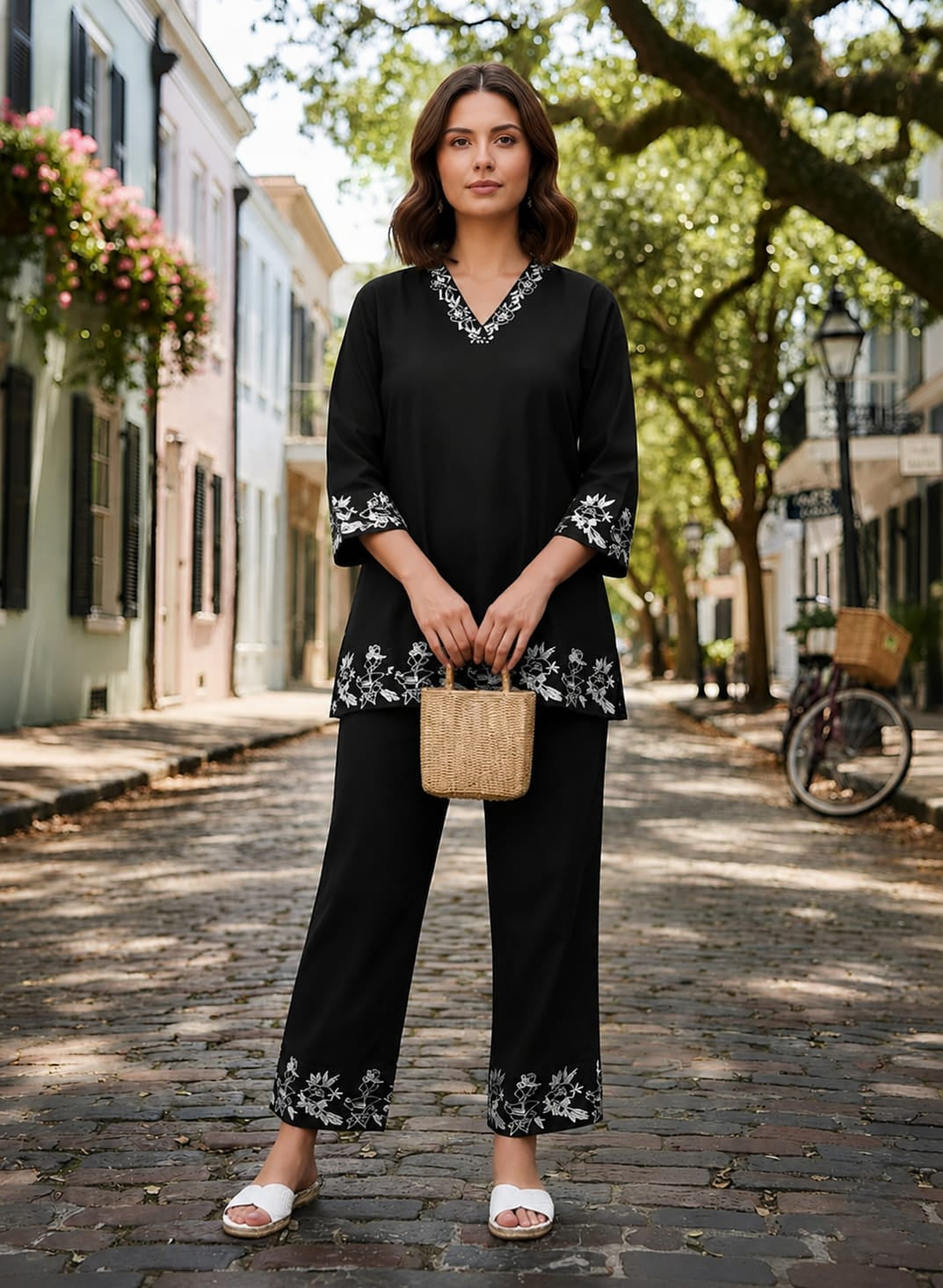 Yash Gallery Women’s Rayon Embroidered Top and Pants Set for Festive, Office & Casual Wear Co-ord Set