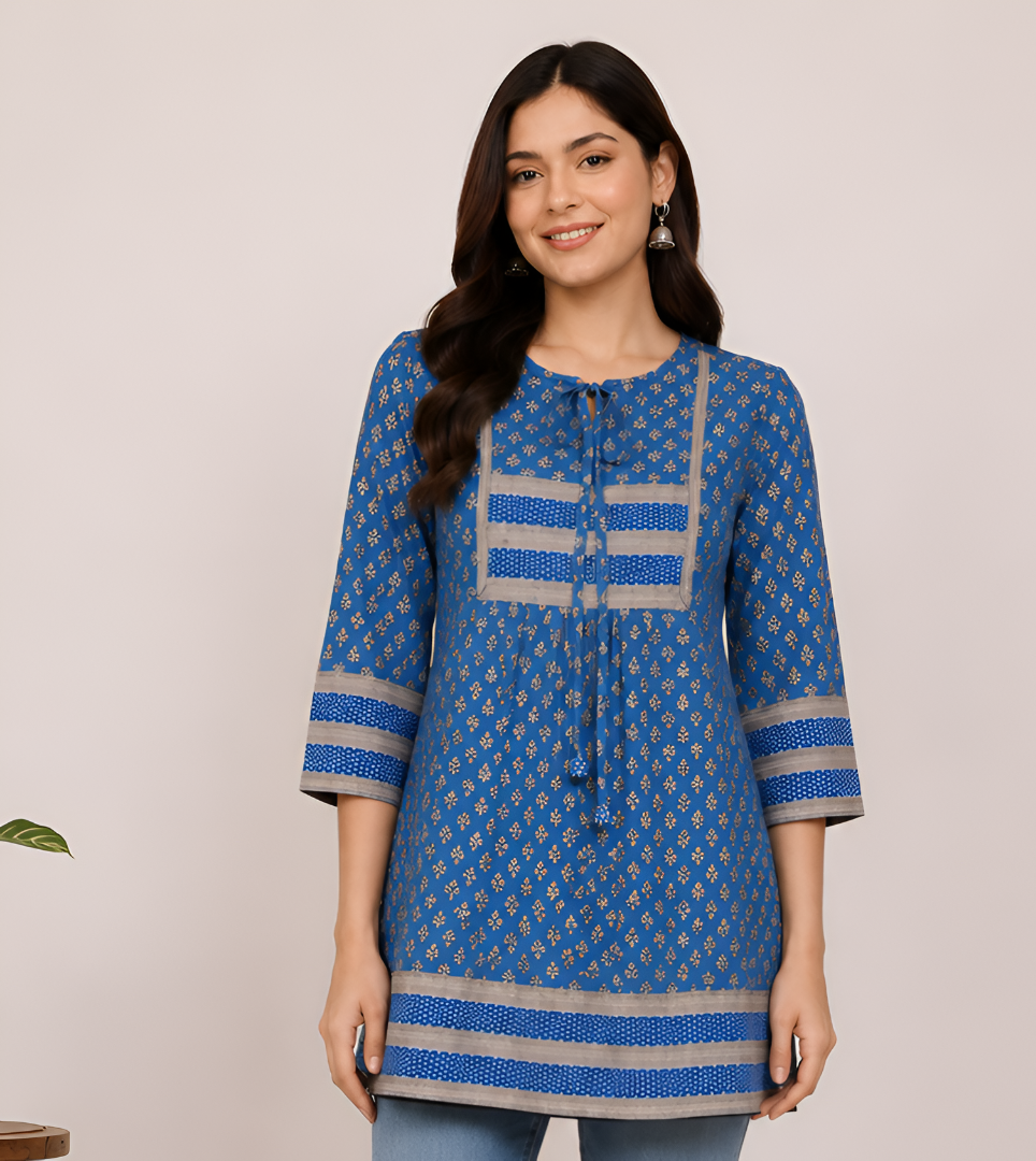 YASH GALLERY Women's Rayon Geometrical Printed Short Kurti
