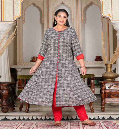 YASH GALLERY Women's Plus Size Cotton Printed Anarkali Kurta