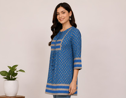 YASH GALLERY Women's Rayon Geometrical Printed Short Kurti