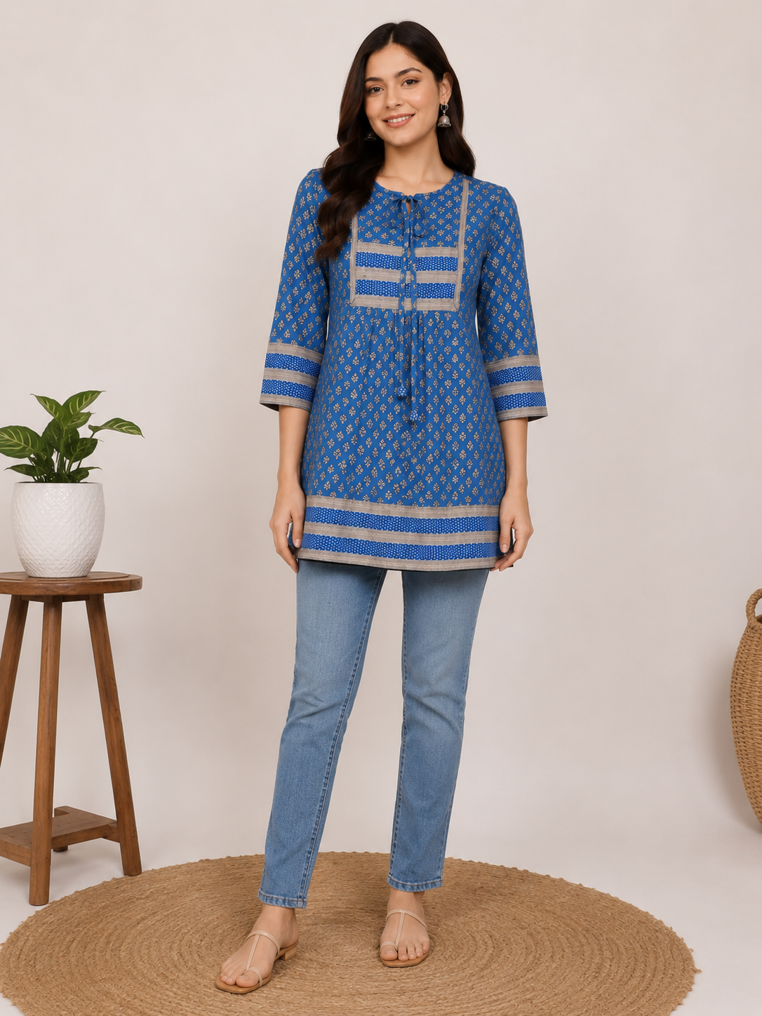 YASH GALLERY Women's Rayon Geometrical Printed Short Kurti