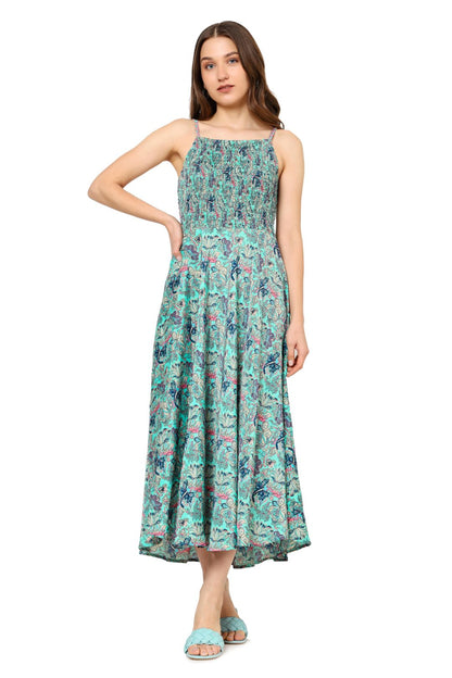 Yash Gallery Women's Floral Smoking Flared Dress