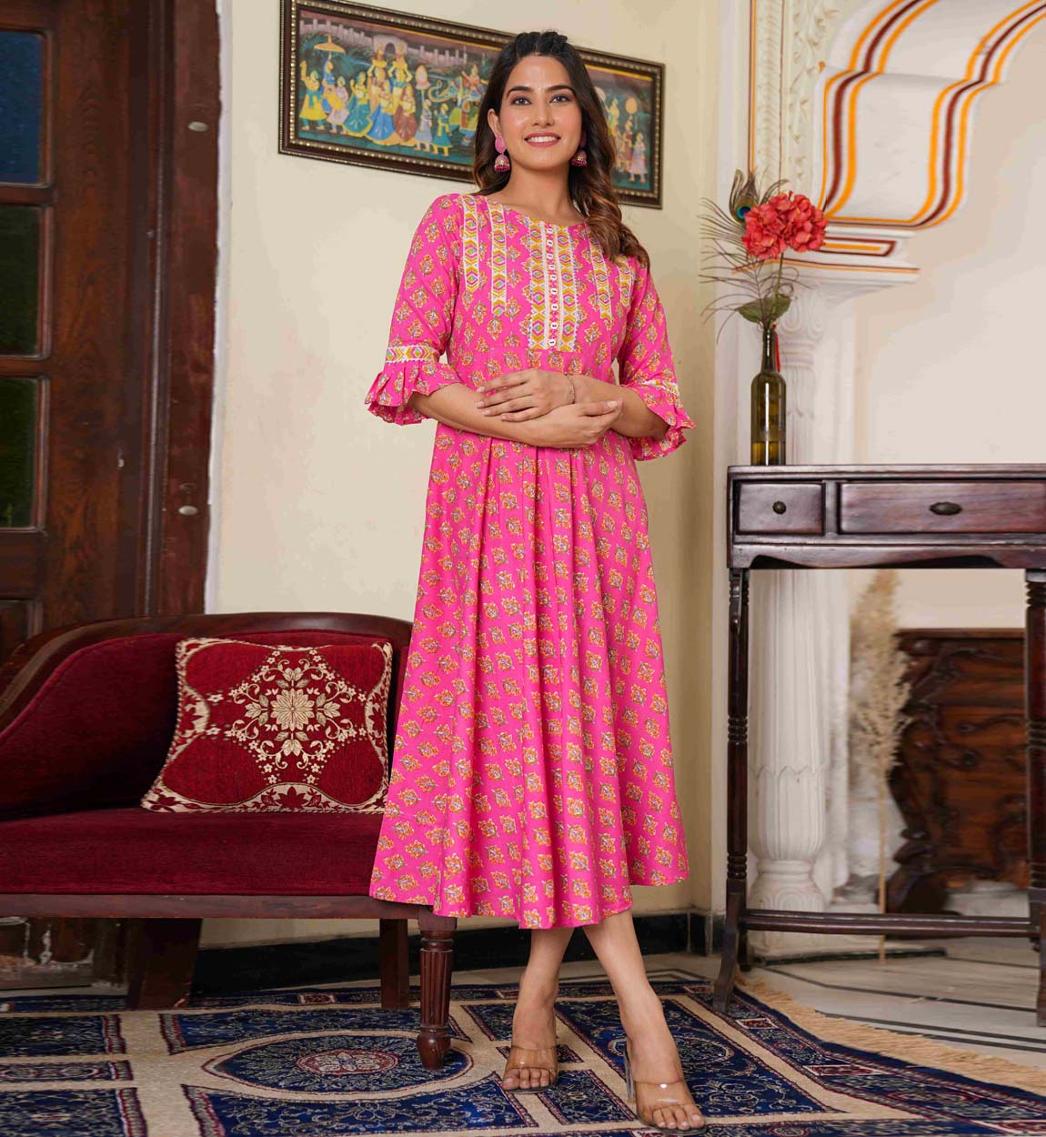 Adorable Fancy Multi Color Floral Printed Anarkali Suit