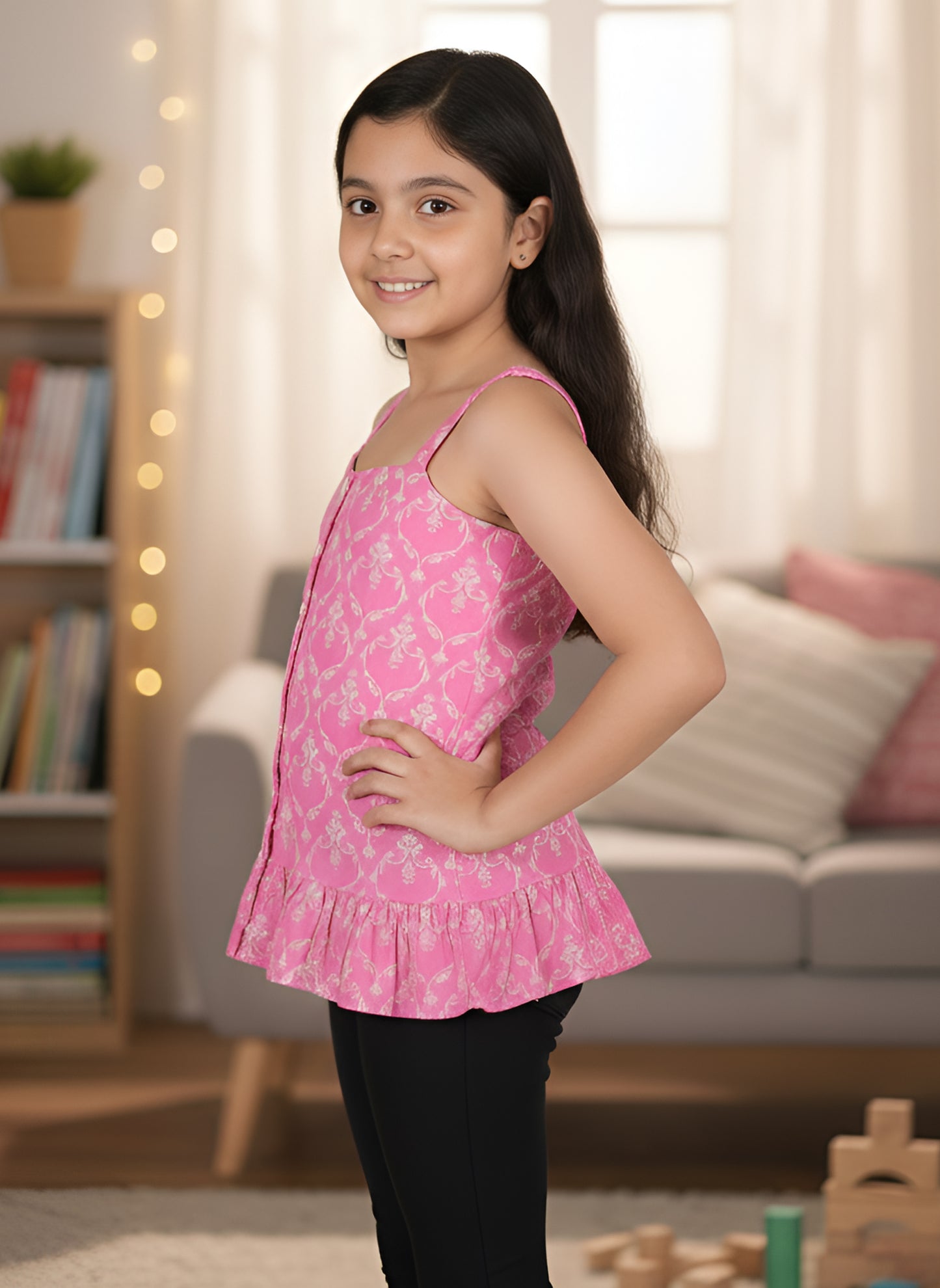 YASH GALLERY Kids Floral Printed Sleeveless Top