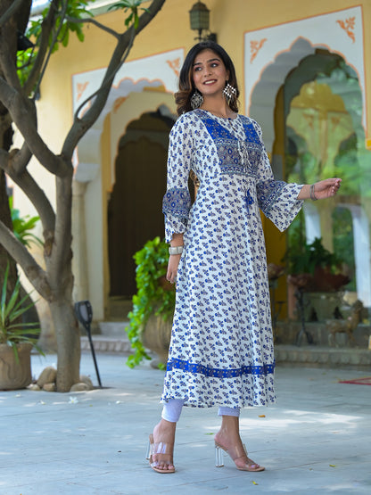 Rayon Floral Printed Anarkali Kurta